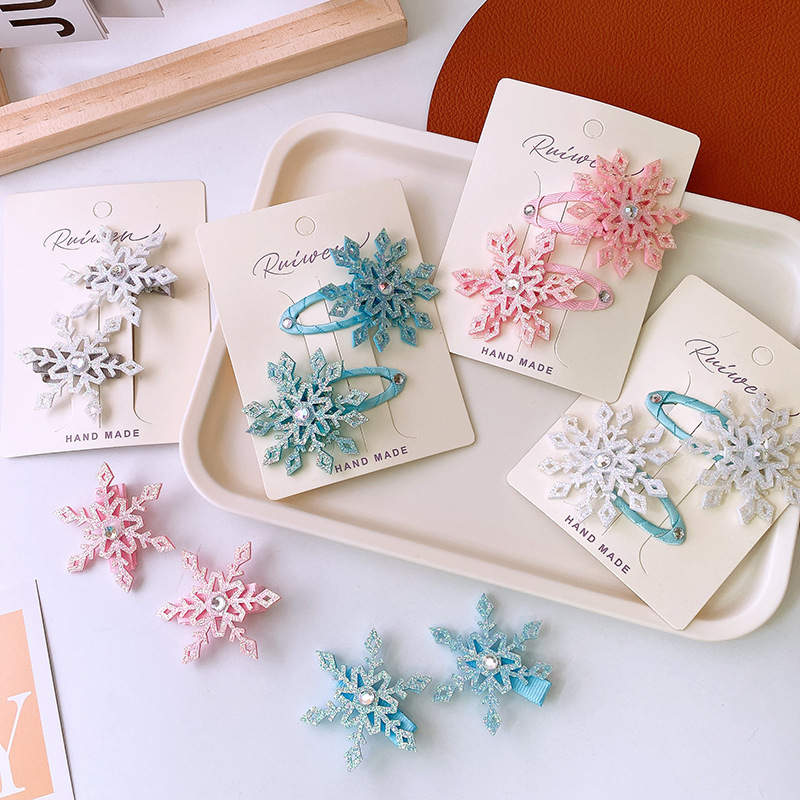 2pcs 겨울 새로운 냉동 눈송이 머리핀 어린이 헤어  - Elsa Gadget 리뷰 및 가격
