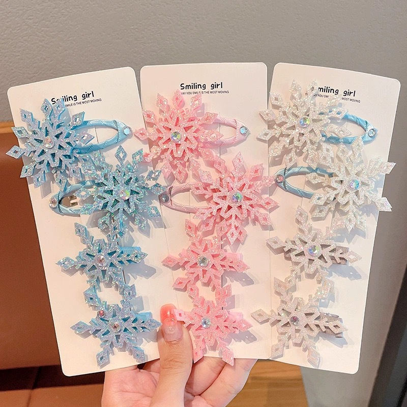 2pcs 겨울 새로운 냉동 눈송이 머리핀 어린이 헤어  - Elsa Gadget 리뷰 및 가격