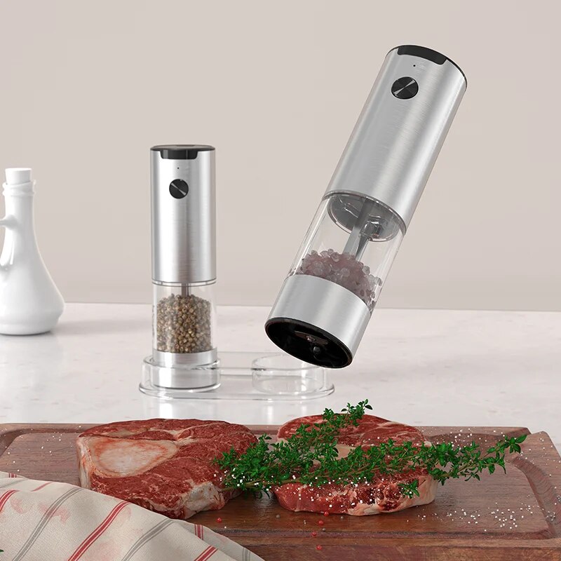 LED 조명이 있는 전기 자동 밀 후추 및 소금 연마기 - Kitchen Electronics Gadgets 리뷰 및 가격
